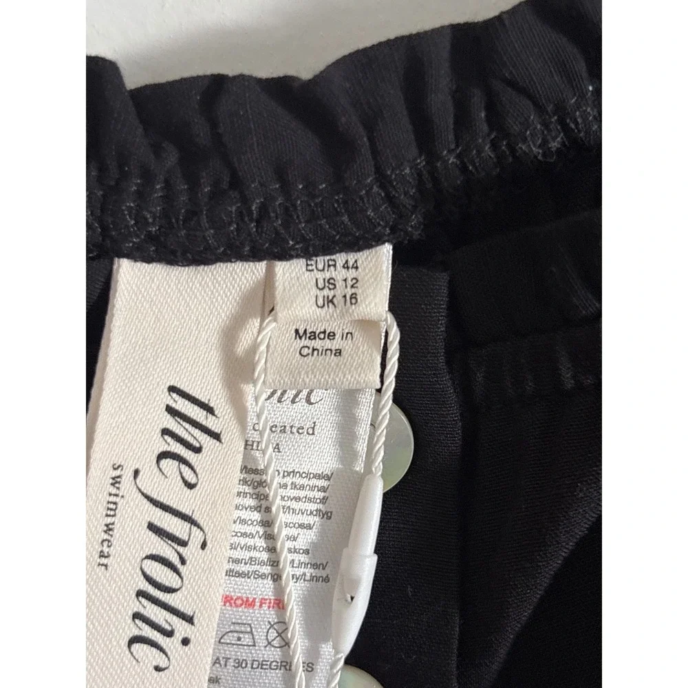 ASOS The Frolic Black Puff Sleeve Wide Leg Button Down Jumpsuit NWT Size 12 - Picture 8 of 10